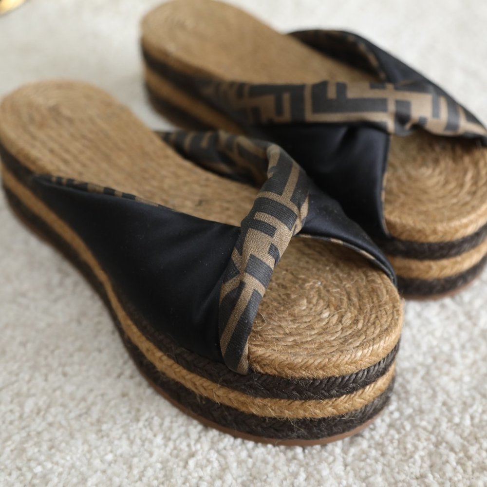 Fendi Satin Twist Platform Espadrille EU 40